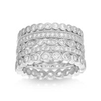 Brass Platinum-Plated CZ Stackable Ring Set – 5 Pieces