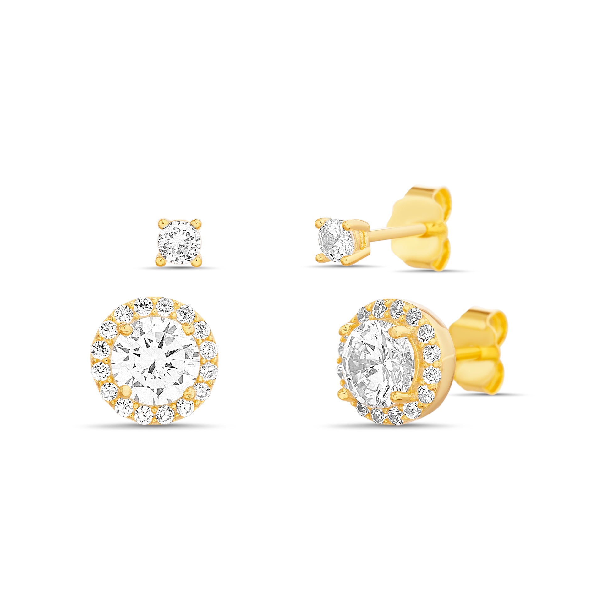 Gold Halo CZ Stud Duo