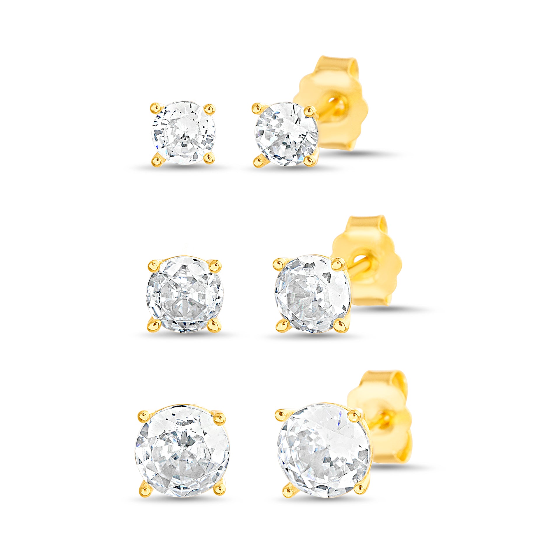 Gold Opal & CZ Starburst Stud Earrings Set